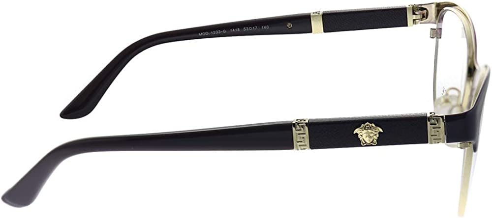 Versace VE 1233Q 1418 Eggplant Pale Gold Metal Cat-eye Eyeglasses 53mm