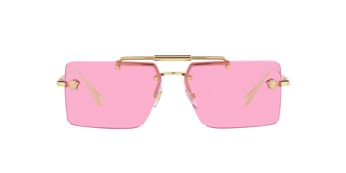 Versace 0VE2245 1002/5 60mm Sunglasses Gold Frame, Fuchsia Lenses,