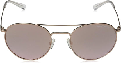 A|X ARMANI EXCHANGE AX2028S 61034Z 53mm Rose Gold/Grey Mirror Round Sunglasses,