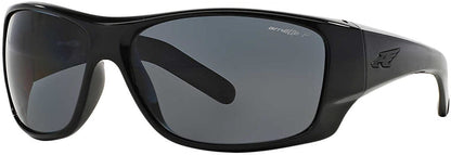 ARNETTE Men's AN4215 Heist 2.0 Rectangular Sunglasses, Shiny Black/Dark Grey Polarized, 66 mm