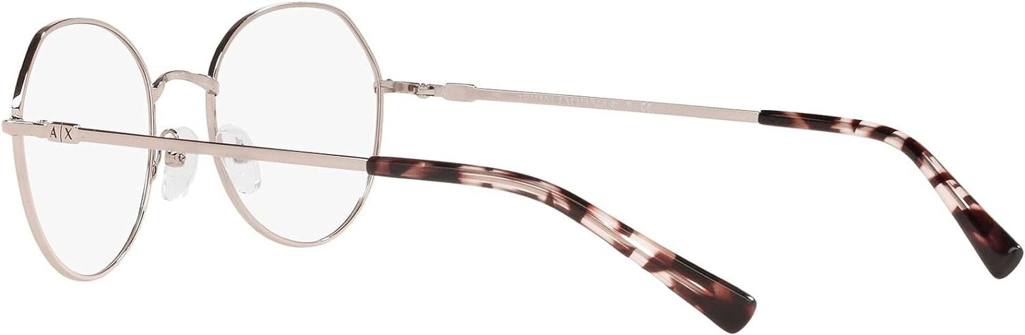 A|X ARMANI EXCHANGE Women's AX1048 6103 50mm Round Eyewear Frames, Rose Gold/Demo Lens,