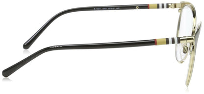 Burberry Women's BE1324 Eyeglasses, Black/Light Gold, 52/19/140