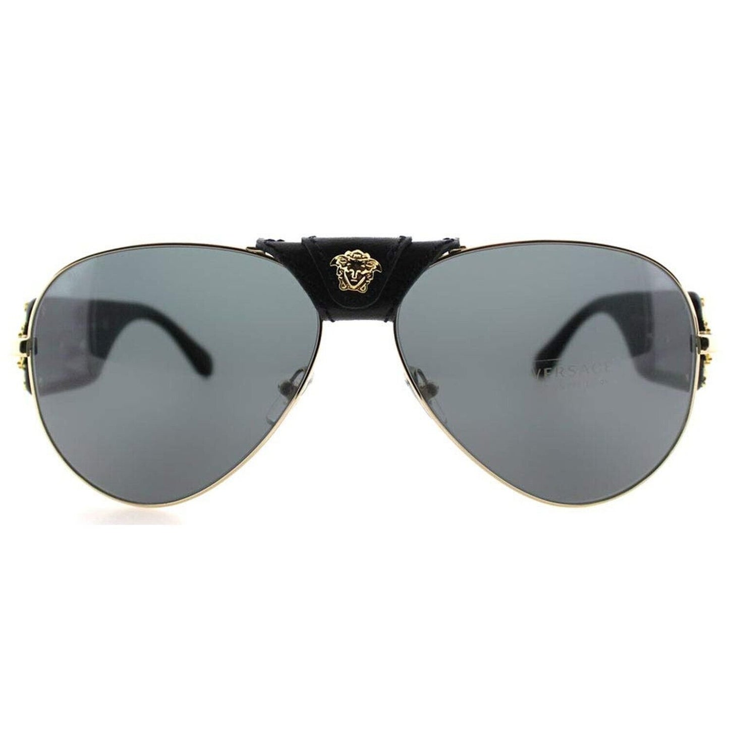 Versace VE2150Q - 100287 Gold/Black Aviator Sunglasses 62mm