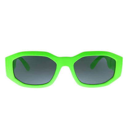 Versace VE 4361 5319/87 Green Fluo Plastic Geometric Sunglasses Grey Lens