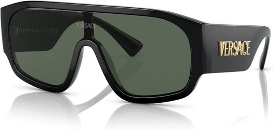 Versace VE 4439 GB1/71 Black Plastic Square Sunglasses Dark Green Classic Lenses