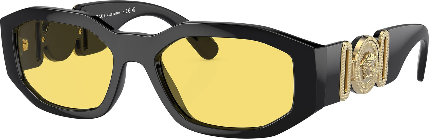 Versace VE 4361 GB1/85 Black Plastic Geometric Sunglasses Yellow Lens