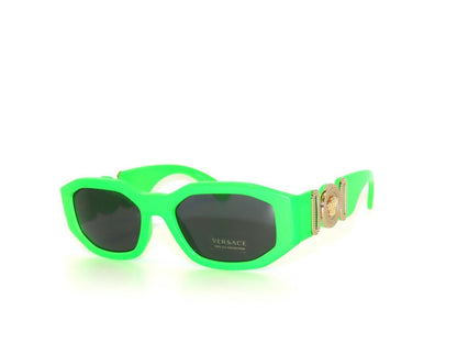 Versace VE 4361 5319/87 Green Fluo Plastic Geometric Sunglasses Grey Lens