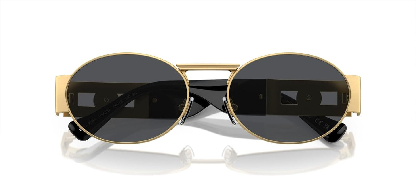 Versace 0VE2264 100287 Unisex Sunglasses Matte Gold Frame, Dark Grey Lenses, 56MM