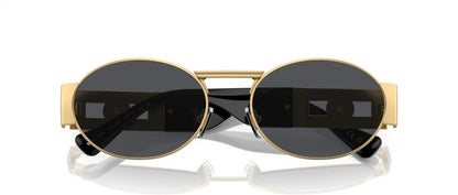 Versace 0VE2264 100287 Unisex Sunglasses Matte Gold Frame, Dark Grey Lenses, 56MM