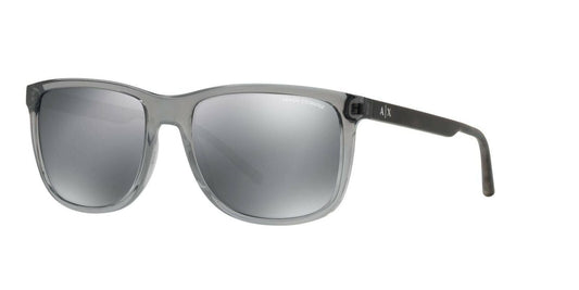 A|X Armani Exchange Men's AX4070S Square Sunglasses, Transparent Magnet Grey