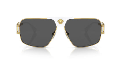 Versace VE 2251 147187  63mm Gold/White Metal Square Sunglasses Grey Lens