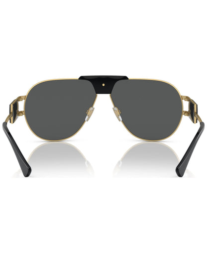 Versace 0VE2252 100287 63m Man Sunglasses Gold Frame, Dark Grey Lenses, 63MM