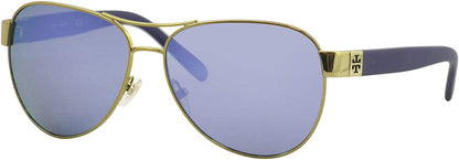 Tory Burch 0TY6051 Gold/Blue Flash Polarized Mirror Sunglasses