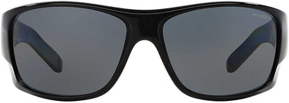 ARNETTE Men's AN4215 Heist 2.0 Rectangular Sunglasses, Shiny Black/Dark Grey Polarized, 66 mm