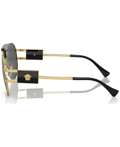 Versace 0VE2252 100287 63m Man Sunglasses Gold Frame, Dark Grey Lenses, 63MM