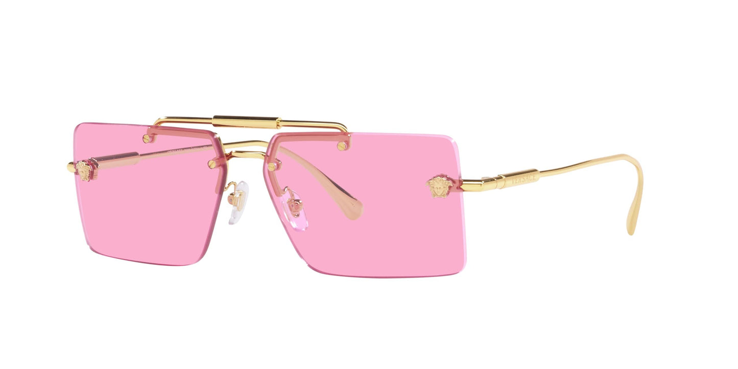 Versace 0VE2245 1002/5 60mm Sunglasses Gold Frame, Fuchsia Lenses,