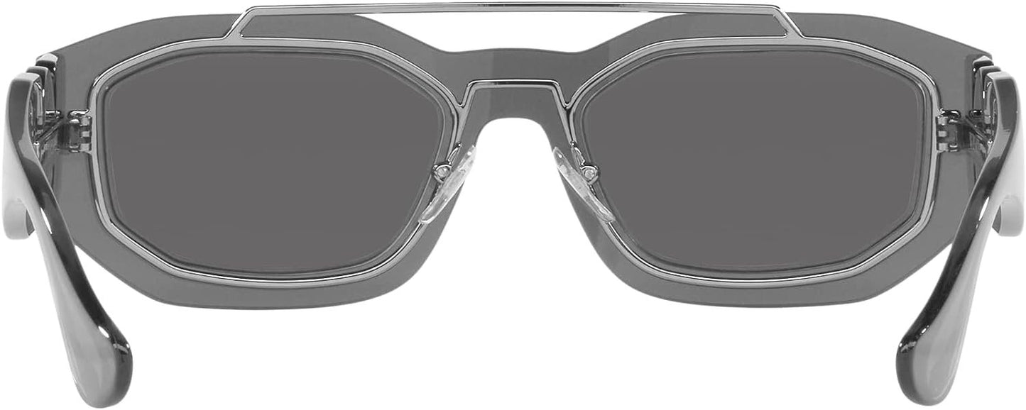 VERSACE VE2235 10016G 51mm Transparent Grey Silver Grey Mirror Men's Sunglasses