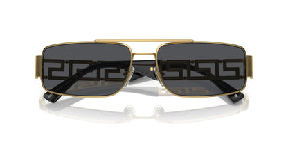 Versace 0VE2257 100287 60mm Man Sunglasses Gold Frame, Dark Grey Lenses