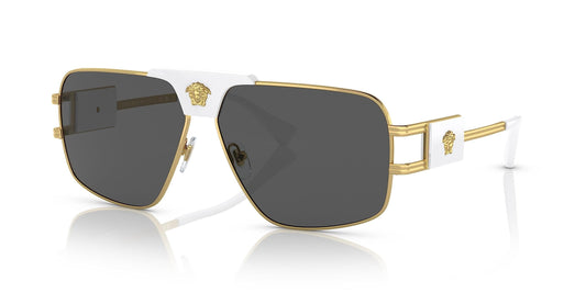 Versace VE 2251 147187  63mm Gold/White Metal Square Sunglasses Grey Lens