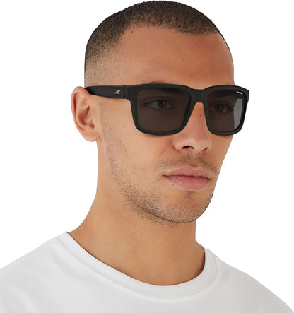 Arnette Men's An4218 01/87 Swindle Rectangular Sunglasses, Matte Black/Grey, 57mm