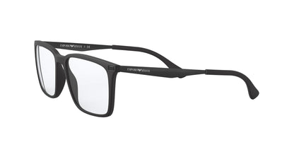 Emporio Armani Men's EA3169 5042 55mm Rectangular Eyeglasses, Matte Black/Demo Lens,