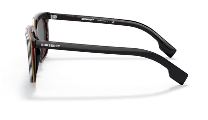 BURBERRY BE4337F 379887 56mm Black Square Sunglasses Dark Gray Lenses