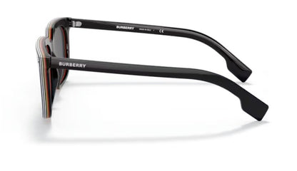 BURBERRY BE4337F 379887 56mm Black Square Sunglasses Dark Gray Lenses