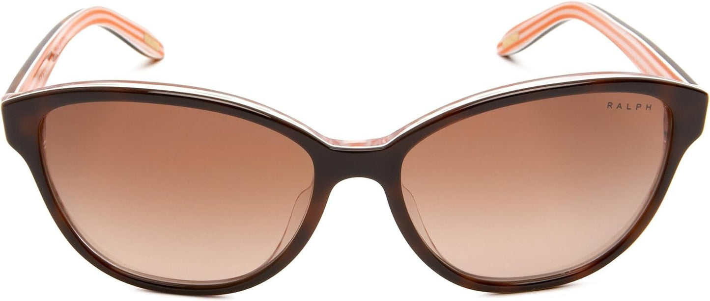 Ralph by Ralph Lauren Women's RA5128 Square Sunglasses, Shiny Havana On Orange Stripe/Gradient Brown, 55 mm