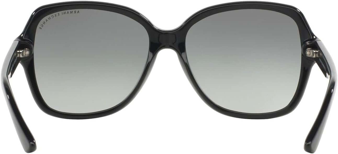 A|X ARMANI EXCHANGE Women's AX4029S Oval Sunglasses, Shiny Black/Grey Gradient, 57 mm