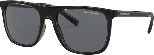 A|X ARMANI EXCHANGE Men's AX4102S Square Sunglasses, Shiny Black/Grey, 56 mm