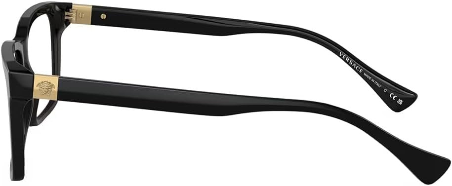 Versace VE 3328 GB1 Black Plastic Rectangle Eyeglasses 54mm