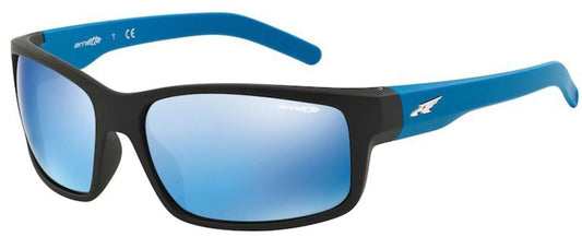 ARNETTE AN4202 Fastball Rectangular Sunglasses, Fuzzy Black/Blue Mirror, 62 mm