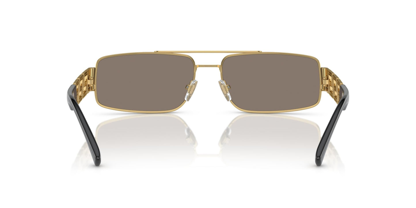 VERSACE VE2257 10025A 60mm Gold Light Brown Mirror Dark Gold Men's Sunglasses