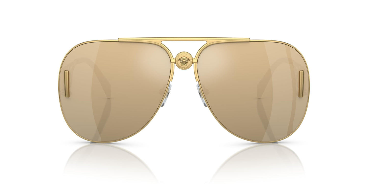 Versace 0VE2255 100203 63mm Unisex Sunglasses Gold Frame, Clear Mirror Real Yellow Gold Lenses,