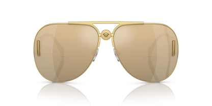 Versace 0VE2255 100203 63mm Unisex Sunglasses Gold Frame, Clear Mirror Real Yellow Gold Lenses,