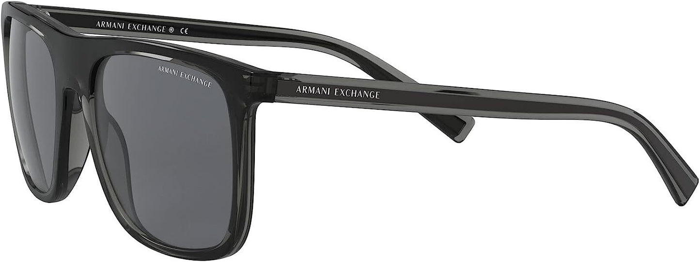 A|X ARMANI EXCHANGE Men's AX4102S Square Sunglasses, Shiny Black/Grey, 56 mm