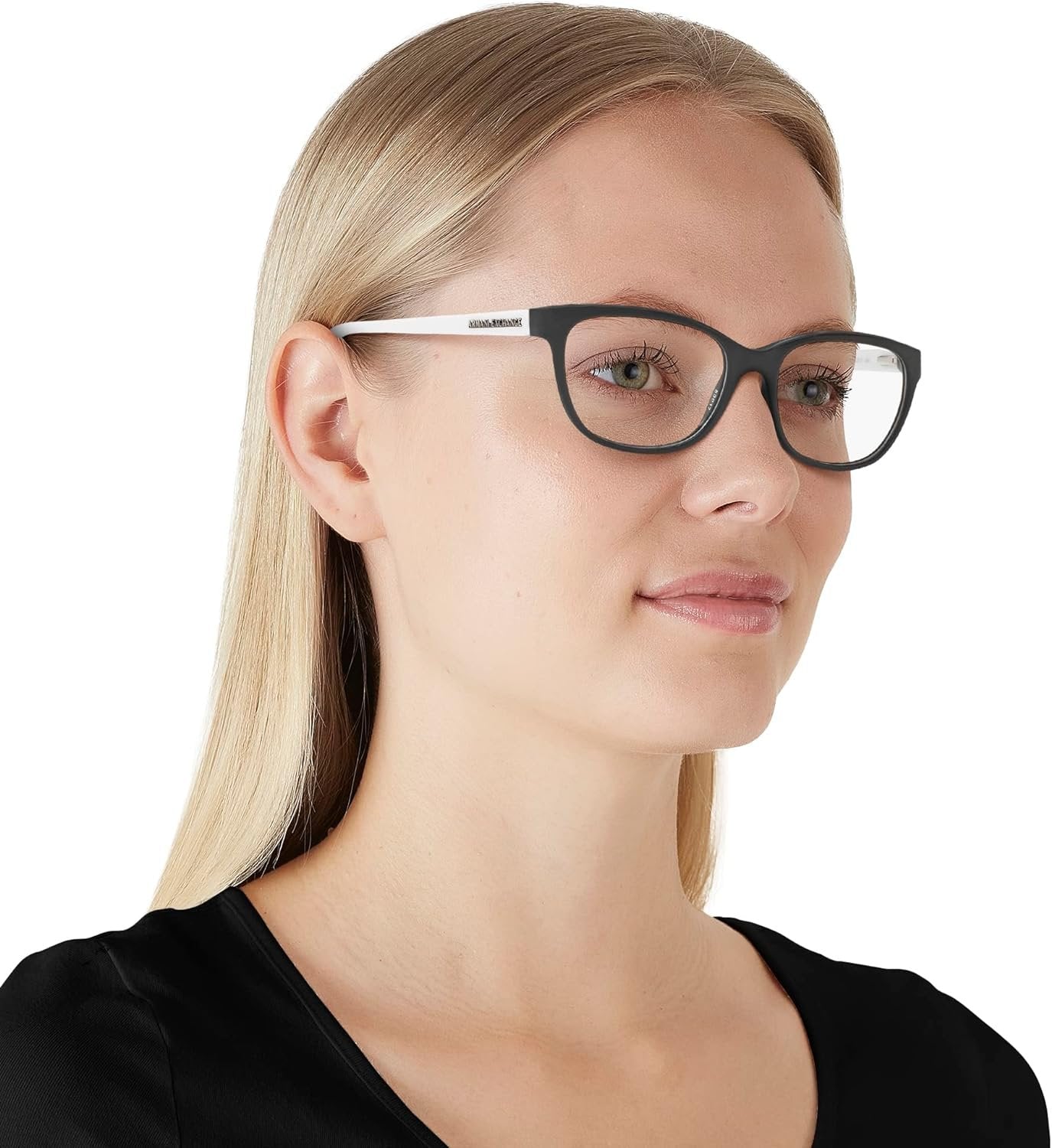 A|X ARMANI EXCHANGE Women's AX3037 8204 53mm Cat-Eye Eyewear Frames, Black/Demo Lens