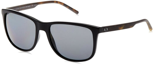 A|X Armani Exchange Men's AX4070S Square Sunglasses, Black/Polarized Grey, 57 mm