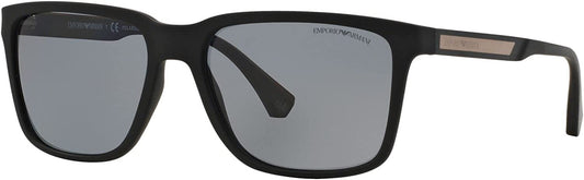 Emporio Armani EA4047 5063/81 Black Rubber Sunglasses Grey Polarized