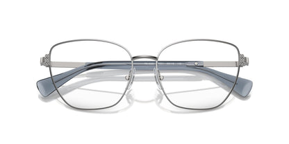 Ralph by Ralph Lauren Women's RA6060 9001 56mm Cat Eye Eyewear Frames, Shiny Silver/Demo Lens