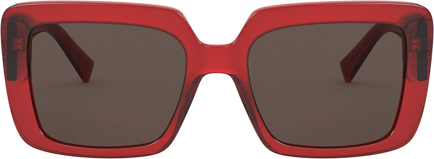 Versace VE4384B 528073 Woman Sunglasses Transparent Red Frame, Dark Brown Lenses, 54MM