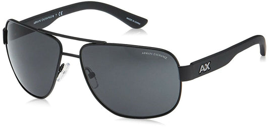 A|X Armani Exchange Men's AX2012S Rectangular Metal Sunglasses, Satin Black