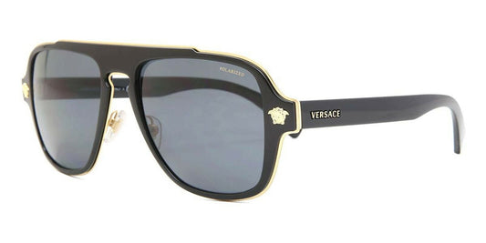 Versace Man Sunglasses, 0VE2199 100281 56mm Polarized Black Lenses Metal Frame,