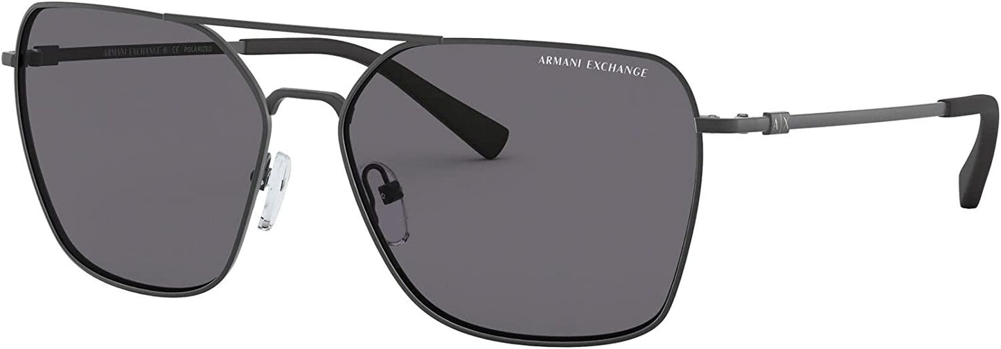 A|X ARMANI EXCHANGE Men's Ax2029s 60mm Square Polarized Sunglasses, Matte Dark Grey