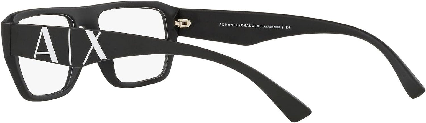 A|X ARMANI EXCHANGE Men's AX3087 8078 54mm Eyewear Frames, Matte Black/Demo Lens