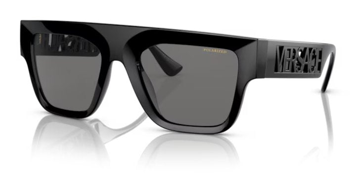 Versace VE 4430U GB1/81 53mm Black Rectangle Sunglasses Grey Polarized Lens