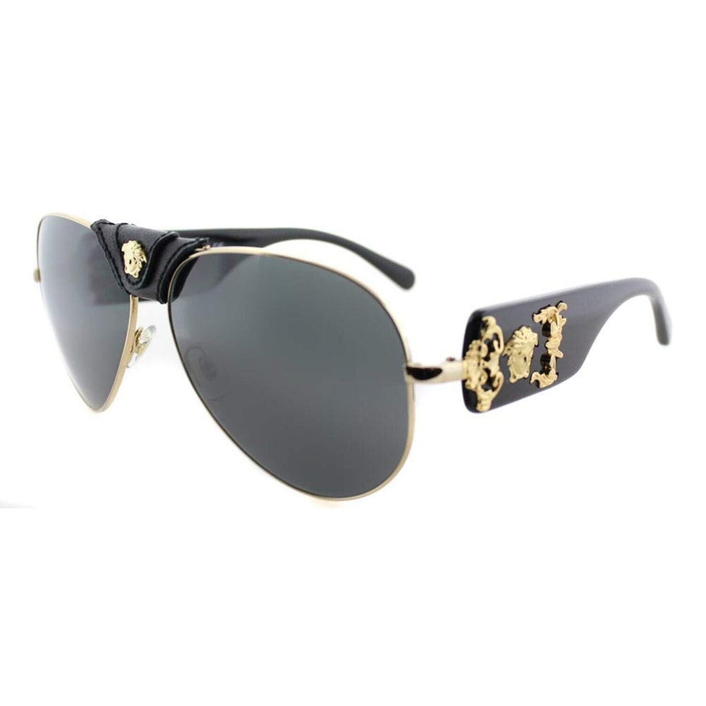 Versace VE2150Q - 100287 Gold/Black Aviator Sunglasses 62mm