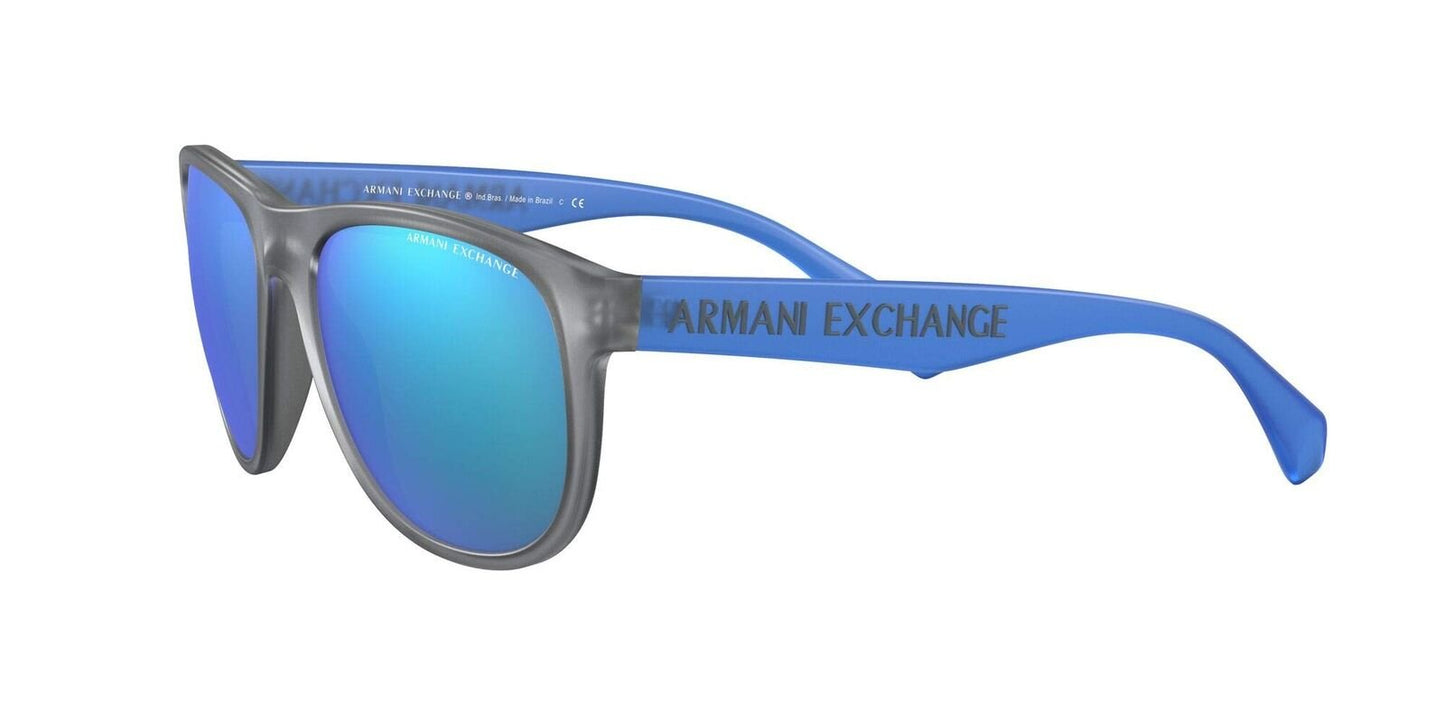 A|X ARMANI EXCHANGE Men's AX4096S Square Sunglasses Matte Grey/Light Blue Mirror