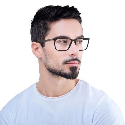 Emporio Armani Men's EA3169 5042 55mm Rectangular Eyeglasses, Matte Black/Demo Lens,
