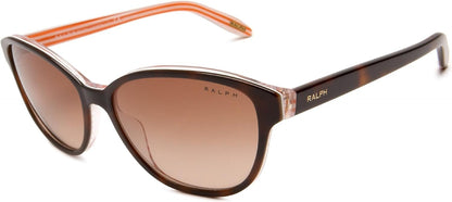 Ralph by Ralph Lauren Women's RA5128 Square Sunglasses, Shiny Havana On Orange Stripe/Gradient Brown, 55 mm